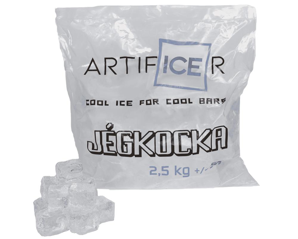 Zacskós Áttetsző Prémium Kocka Jég 2,5 kg (kizárólag személyes átvétellel rendelhető)